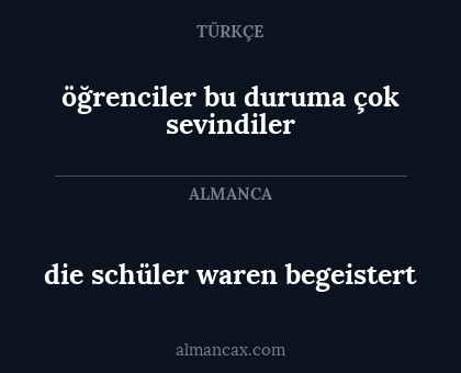 öğrenciler bu duruma çok sevindiler - die schüler waren begeistert