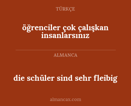 die schüler sind sehr fleibig - öğrenciler çok çalışkan insanlarsınız
