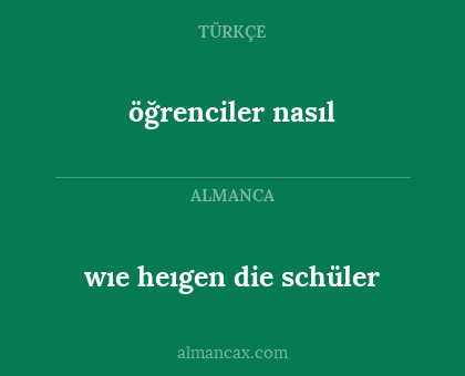 wıe heıgen die schüler - öğrenciler nasıl