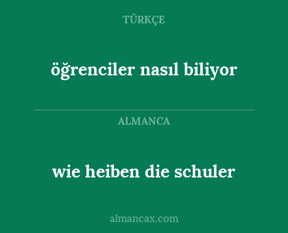 wie heiben die schuler - öğrenciler nasıl biliyor