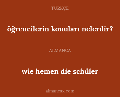 wie hemen die schüler - öğrencilerin konuları nelerdir?