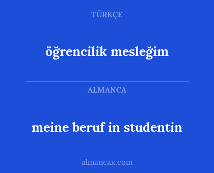 öğrencilik mesleğim - meine beruf in studentin