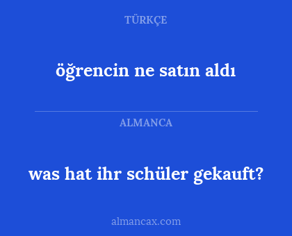 öğrencin ne satın aldı - was hat ihr schüler gekauft?