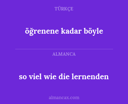 öğrenene kadar böyle - so viel wie die lernenden