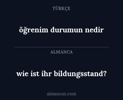 öğrenim durumun nedir - wie ist ihr bildungsstand?