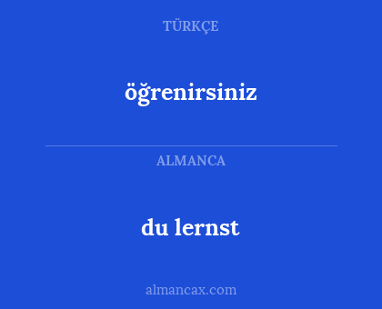 öğrenirsiniz - du lernst