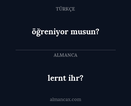 lernt ihr? - öğreniyor musun?