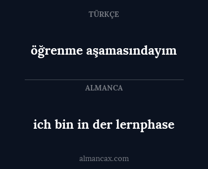ich bin in der lernphase - öğrenme aşamasındayım