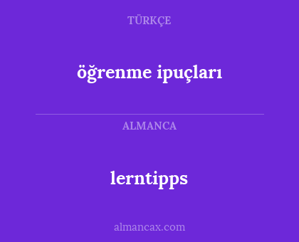 öğrenme ipuçları - lerntipps