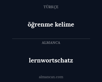 lernwortschatz - öğrenme kelime