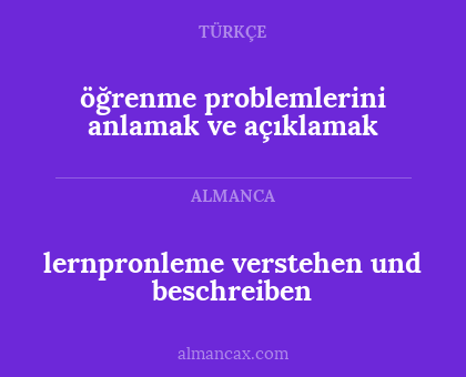 öğrenme problemlerini anlamak ve açıklamak - lernpronleme verstehen und beschreiben