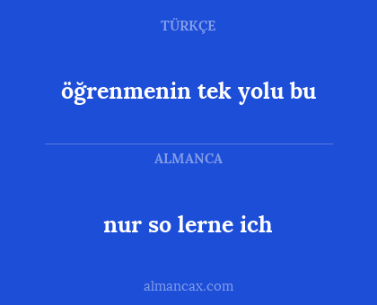 nur so lerne ich - öğrenmenin tek yolu bu