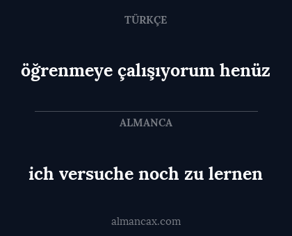 öğrenmeye çalışıyorum henüz - ich versuche noch zu lernen