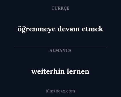 weiterhin lernen - öğrenmeye devam etmek