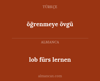 lob fürs lernen - öğrenmeye övgü