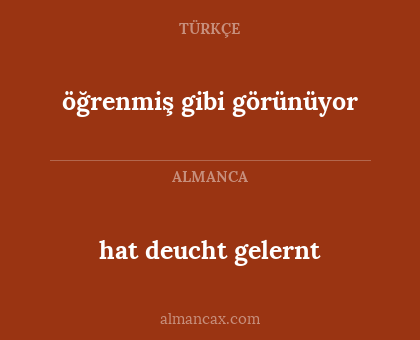 hat deucht gelernt - öğrenmiş gibi görünüyor
