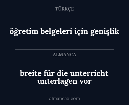 breite für die unterricht unterlagen vor - öğretim belgeleri için genişlik