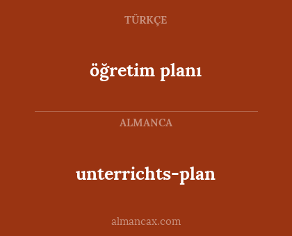 öğretim planı - unterrichts-plan