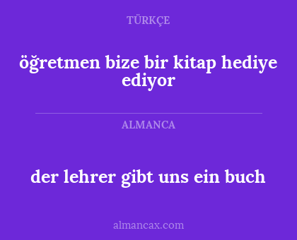 öğretmen bize bir kitap hediye ediyor - der lehrer gibt uns ein buch