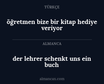 öğretmen bize bir kitap hediye veriyor - der lehrer schenkt uns ein buch