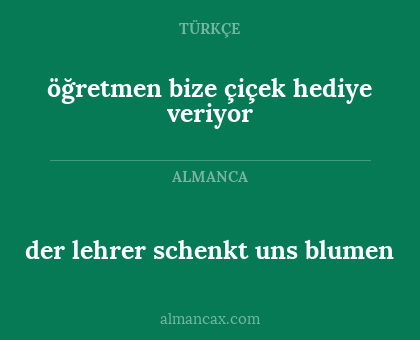 öğretmen bize çiçek hediye veriyor - der lehrer schenkt uns blumen