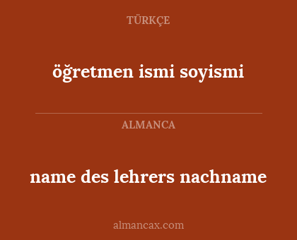 name des lehrers nachname - öğretmen ismi soyismi