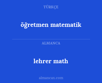 lehrer math - öğretmen matematik