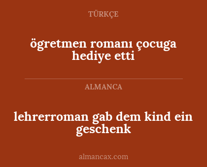 ögretmen romanı çocuga hediye etti - lehrerroman gab dem kind ein geschenk