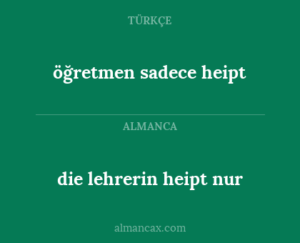 die lehrerin heipt nur - öğretmen sadece heipt