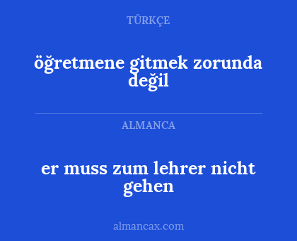 öğretmene gitmek zorunda değil - er muss zum lehrer nicht gehen
