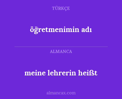 öğretmenimin adı - meine lehrerin heißt