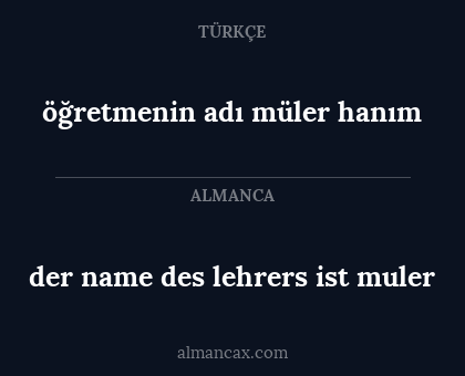 der name des lehrers ist muler - öğretmenin adı müler hanım