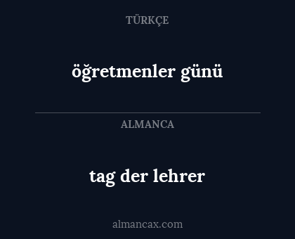 tag der lehrer - öğretmenler günü