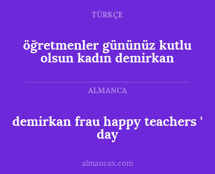 demirkan frau happy teachers ' day - öğretmenler gününüz kutlu olsun kadın demirkan