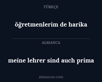 öğretmenlerim de harika - meine lehrer sind auch prima