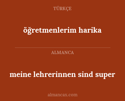 öğretmenlerim harika - meine lehrerinnen sind super