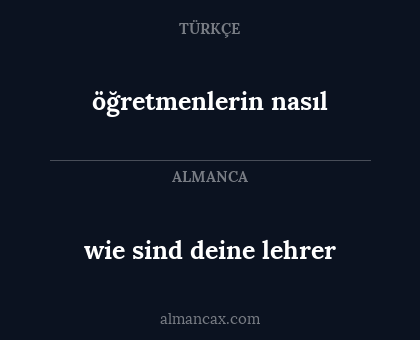wie sind deine lehrer - öğretmenlerin nasıl