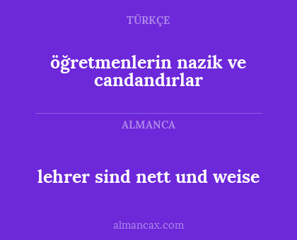 lehrer sind nett und weise - öğretmenlerin nazik ve candandırlar