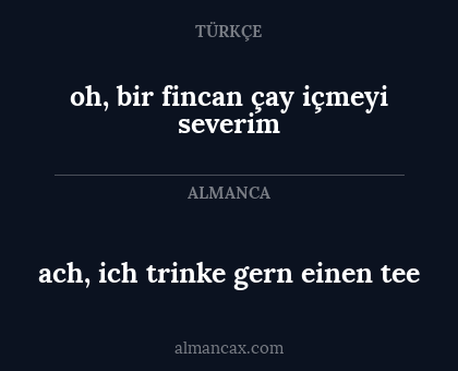 ach, ich trinke gern einen tee - oh, bir fincan çay içmeyi severim
