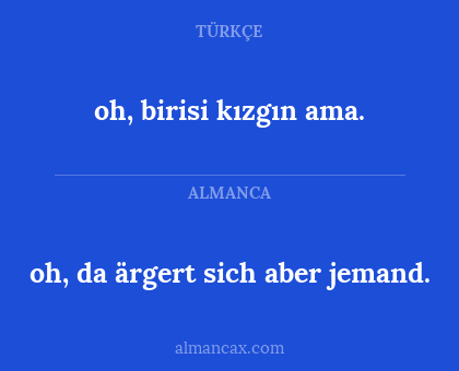 oh, da ärgert sich aber jemand. - oh, birisi kızgın ama.