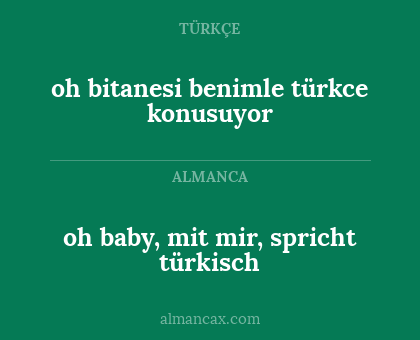 oh baby, mit mir, spricht türkisch - oh bitanesi benimle türkce konusuyor