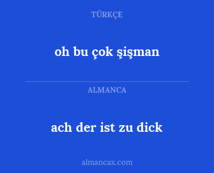 ach der ist zu dick - oh bu çok şişman