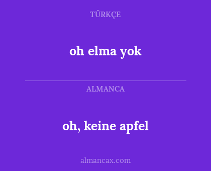 oh, keine apfel - oh elma yok
