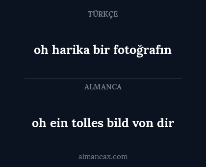 oh ein tolles bild von dir - oh harika bir fotoğrafın