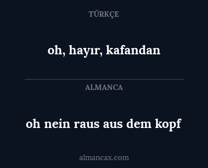 oh, hayır, kafandan - oh nein raus aus dem kopf