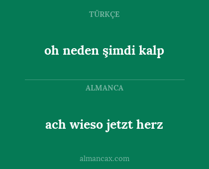 oh neden şimdi kalp - ach wieso jetzt herz