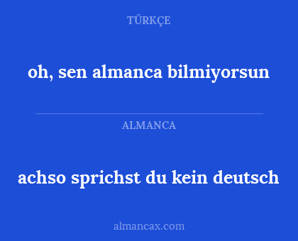 achso sprichst du kein deutsch - oh, sen almanca bilmiyorsun