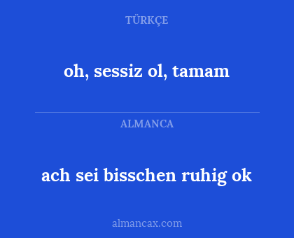 oh, sessiz ol, tamam - ach sei bisschen ruhig ok