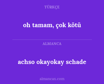 achso okayokay schade - oh tamam, çok kötü