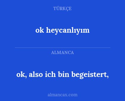 ok, also ich bin begeistert, - ok heycanlıyım